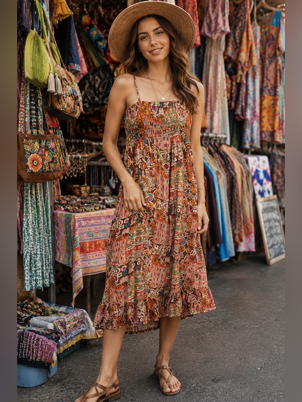 Chaudry KC Convertible Boho Crinkle Dress Dress. Size L. Made In India